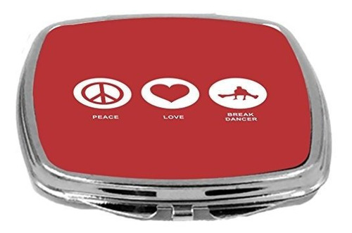 Rikki Knight Peace Love Break Dancer Design Compact Mirror, 