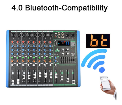 Console De Mixam Estéreo 8 Canais, Usb, Pc, Reprodução,