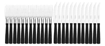 Comprar Set Juego Cubiertos Tramontina Negro Tenedor Cuchillo X24