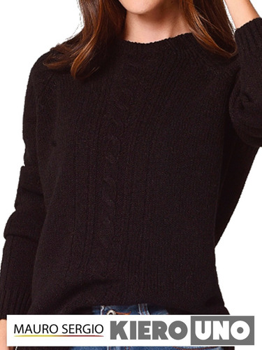 Imagen 2 de 6 de Sweater Mujer Cuello Redondo Pullover Lana Trenzas Kierouno