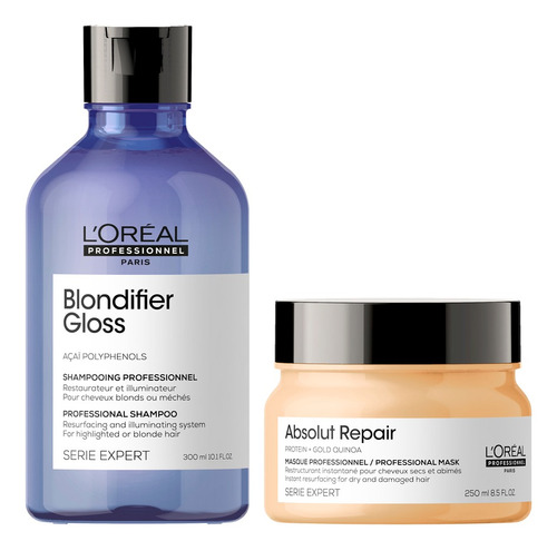 Kit Shampoo Blondifier + Máscara Absolut Repair L'oréal Pro