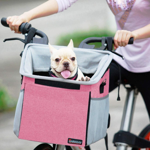 Bolso De Cesto De Bicicleta Para Mascotas Marca Barkbay Rosa