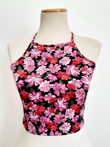 Crop Top Musculosa Floreado Elastizado, De Moda