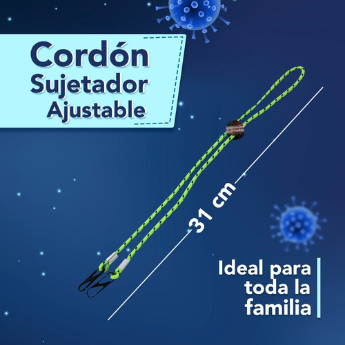 Imagen 2 de 8 de Sujetador Cordon Para Cubrebocas Ajustable Mayoreo Set 3 Pz