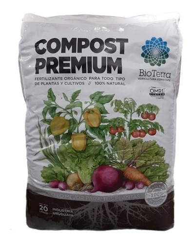 Compost Premium Bioterra 20 Litros / 16 Kilos Solo 1 X Envio