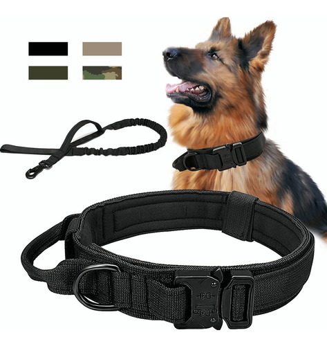 Collar Táctico De Perro Hebilla Metálica Ajustable+correa