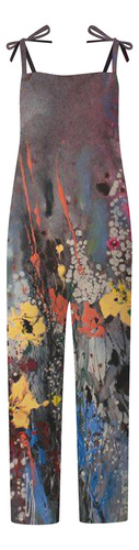 Pantalones B Para Mujer, Sin Mangas, Con Estampado Floral, E