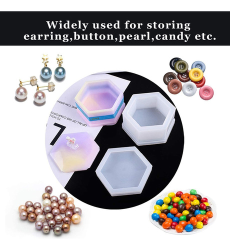 Moldes Resina Caja, Caja Joyería Moldes Corazón Hexagonal