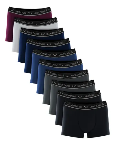 Kit Com 10 Cuecas Boxer Algodão Adulto Usee Brasil