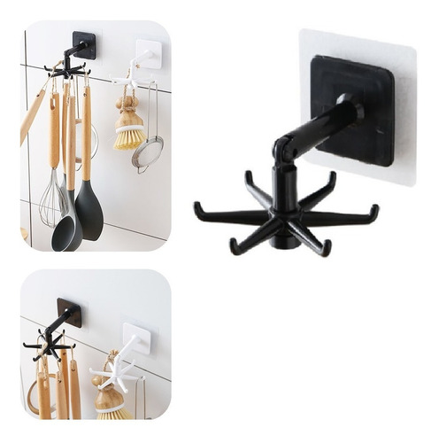 Imagen 1 de 10 de Gancho Plegable Autoadhesivo Rotación 360° Cocina Baño Pared