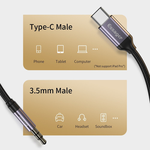 Cable Auxiliar De Audio 3.5 A Usb C 1 Metro De Largo