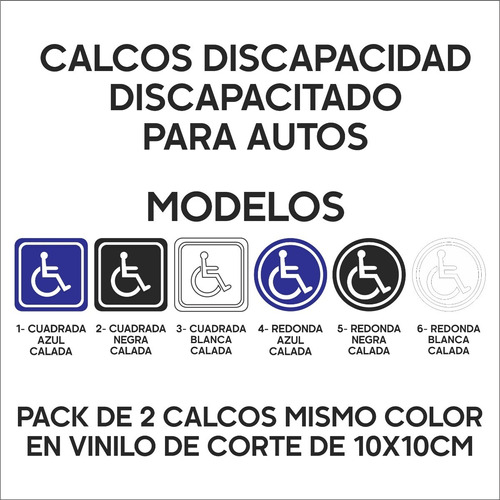 Calco Discapacitado Discapacidad Auto Sticker X 2