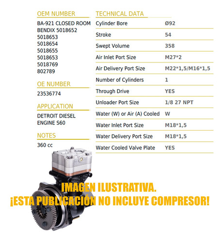 Cabeza Compresor Frenos Ba-921 Detroit S60 Maxxforce 11 13
