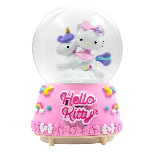 Adorno Esfera Musical, Luces De Colores Y Nieve Hello Kitty