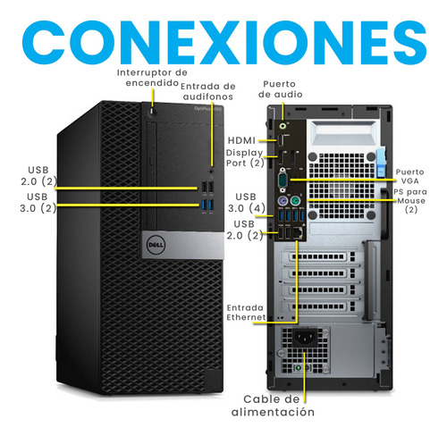Equipo Pc Dell Optiplex 27 Core I7 7th 16gb Ram 512gb Ssd (Reacondicionado)