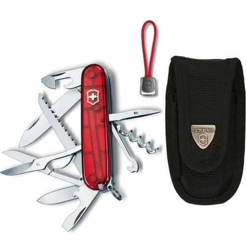 Victorinox Kit 1.3713.T Navaja Huntsman Rojo Transparente Funda Y Cordón