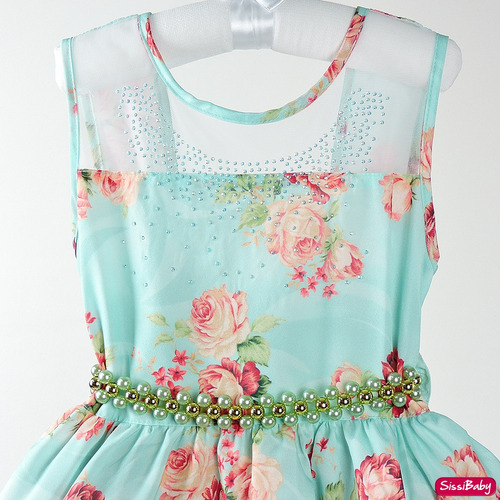 Vestido Infantil Floral Verde Carinha De Anjo Jardim Daminha