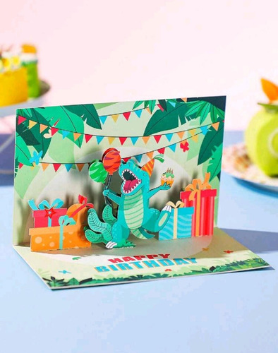 Tarjeta Cumpleaños Felicitaciones 3d Diseños Diferentes Dino