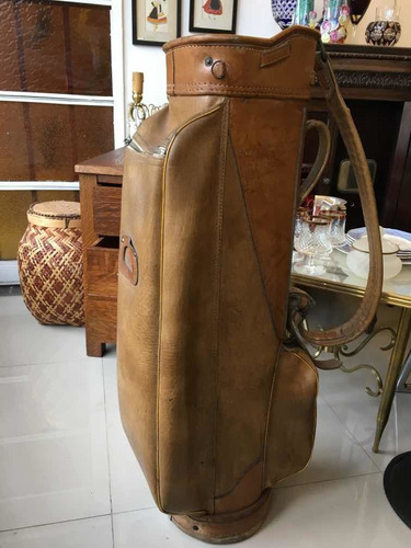 Antiguo Bolso De Golf De Cuero