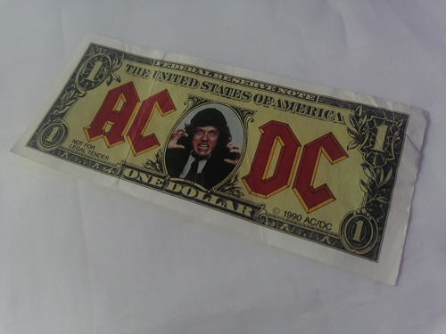 Ac Dc Live 1992 Dolar Billete Conmemorativo Original (Usado)