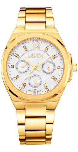 Reloj Mujer Loix® L1246-1 Dorado Con Tablero Blanco