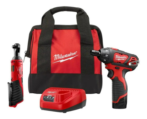 Kit Matraca 3/8 + Destornillador Inalámbrico Milwaukee M12