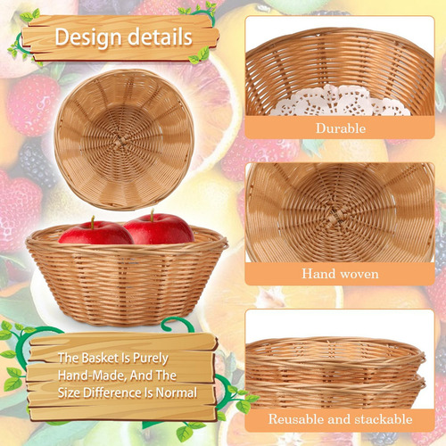 12 Pcs Canasta De Pan De Plástico Pequeño Redondo, Cesta De