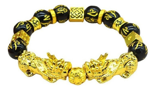 Pulsera Pixiu Dorada Obsidiana