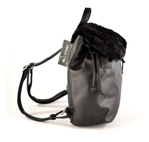 Imagen 4 de 6 de Mochila De Cuero Sintético Pelo Negra Mujer Jean Cartier