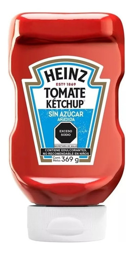 Salsa Kétchup Heinz Sin Azúcar Añadida 369 G