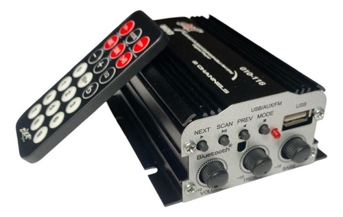 Mini Amplificador Bluetooth 2 Canales Dxr 800w 12v Fm Negro