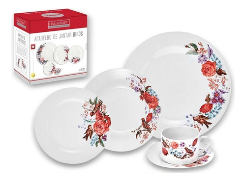 Aparelho Jogo De Jantar Porcelana Kit 20 Peças Prato Xicaras