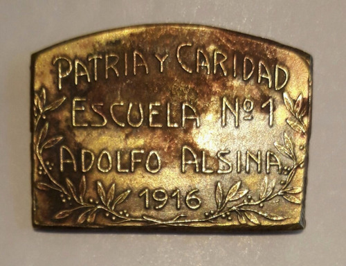 Medalla Escuela Adolfo Alsina 1916 Gottuzzo Patria Y Caridad