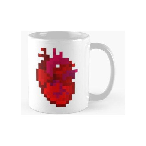 Taza Pixel Art Realistic Heart Calidad Premium