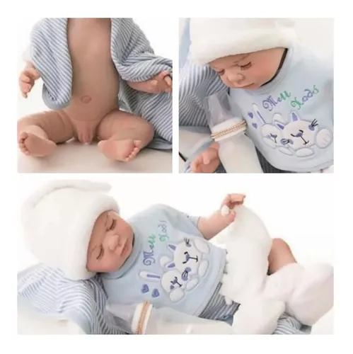 Bebe bebe reborn menino com acessorio e silicone
