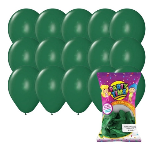 Globos Lisos Verde X 20 U Partytime Latex 9 Pulgadas Deco