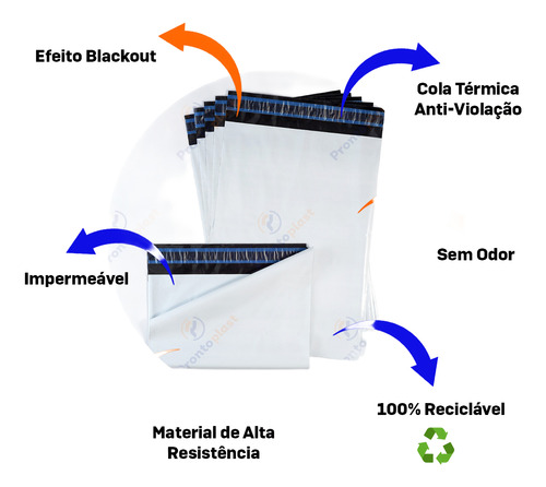 Saco Plastico Envio Branco 19x25 Envelope Com Lacre 200 Un