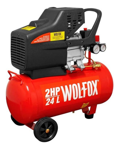 Compresor De Aire 24lt 2hp C/ruedas Wolfox Gatía 1 Año Tconv