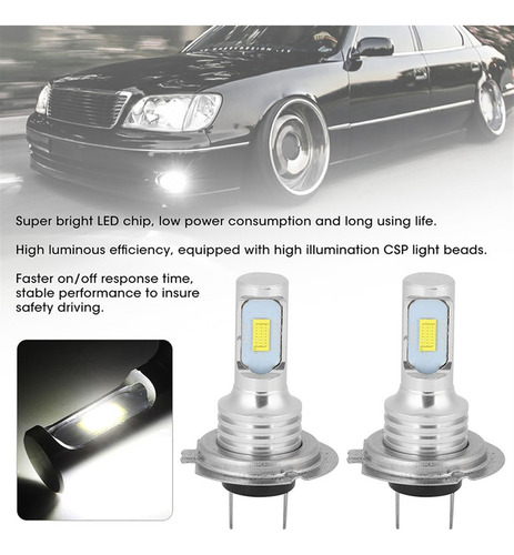 2pcs 80w 6000k H7 Led Coche Niebla Luz Blanca 12-24v