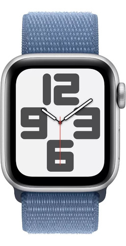 Apple Watch Watch SE (GPS) 2nd Generation A2723 44 mm - Unitalla - Alumínio - Fluoroelastómero - Alumínio - Prateado - Correa Loop esportiva - Azul inverno - Prata - Distribuidor Autorizado