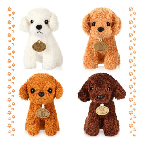 4 Pcs Lindo Perrito De Peluche De Peluche Puppy, Animal De P