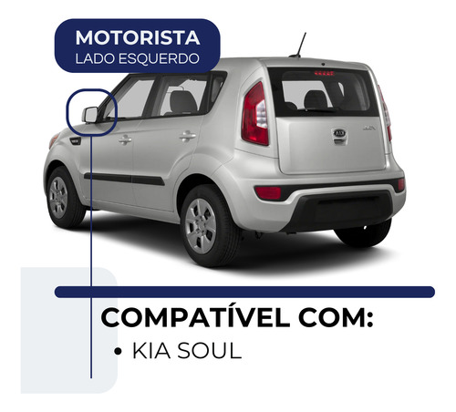 Lente Espelho Retrovisor Kia Soul 2009/14 C/base Convexa