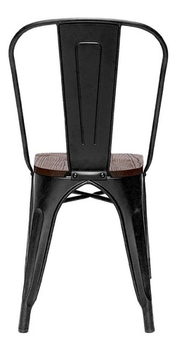 Pack 4 Sillas Metalicas Base Madera Tolix Comedor Bar Negra