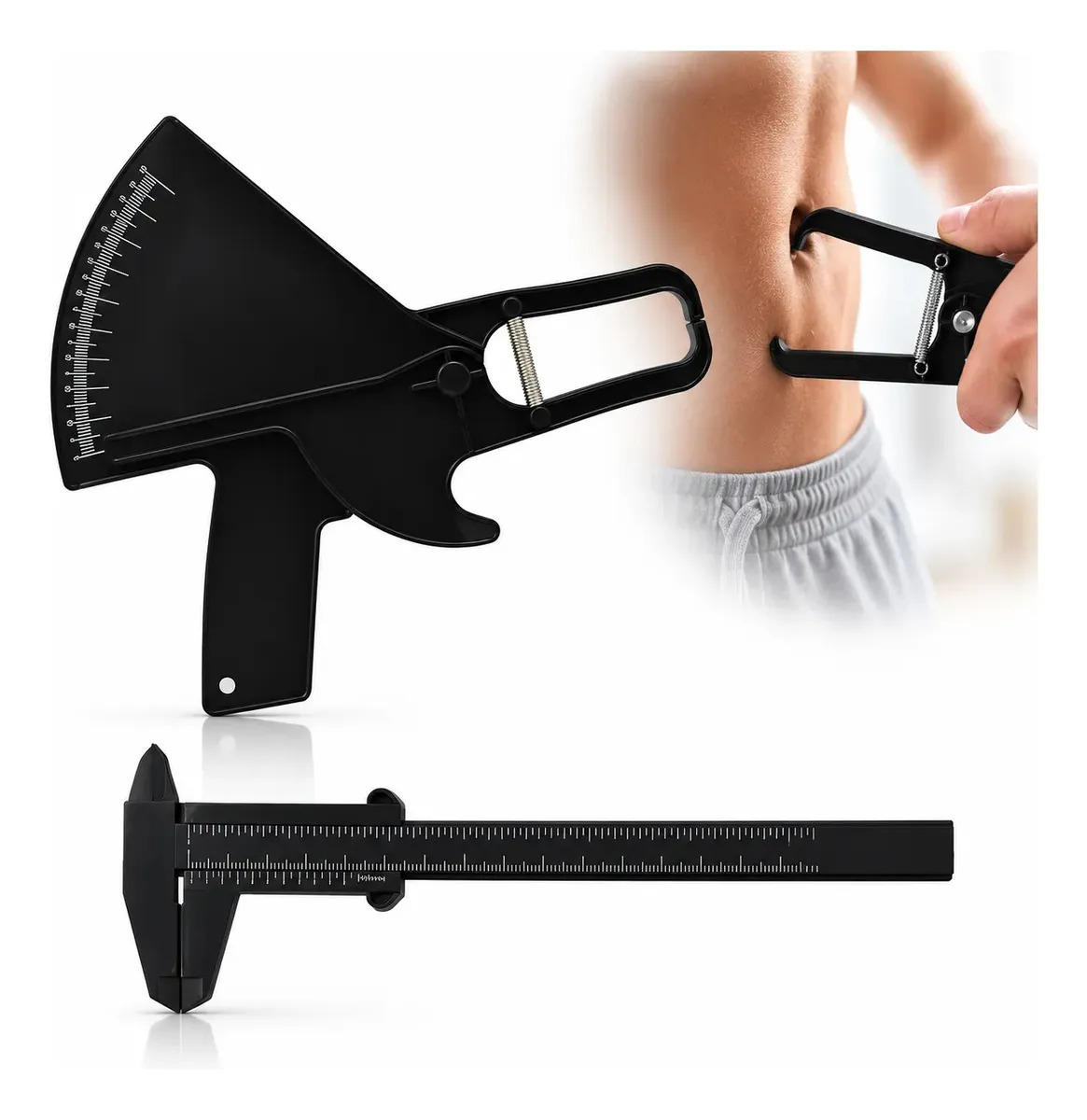 Juego De Calibradores Para Medición De Grasa Corporal, Incluye Caliper De Grasa Y Vernier, Permite Medir De Manera Precisa El Imc, Grosor De Pliegues Cutáneos Y Pérdida De Peso Neg