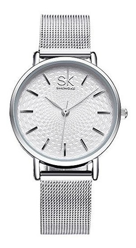 Sk Relojes Mujeres Banda De Acero Inoxidable Señoras Reloj D