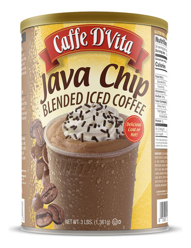 Caffe Dvita Java Chip Latte - Café Helado Mezclado De 3 Li.