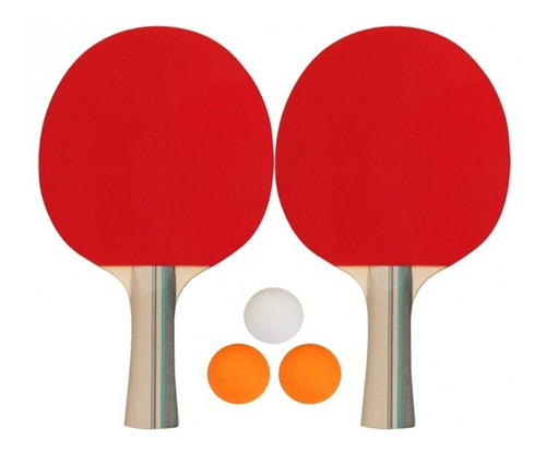 Raquetas Ping Pong Tenis De Mesa Rojo Negra Set + 3 Bolas