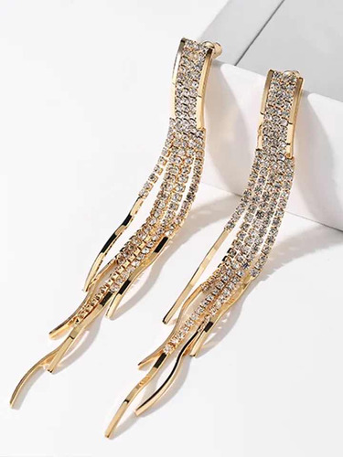 Elegantes Aretes  Largos Tassel Cristal Austriaco Brillosos