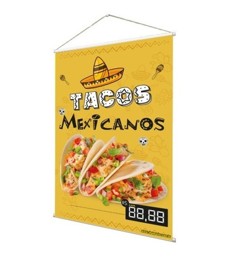  Placa Faixa Banner Tacos Mexicanos - Preço Editável