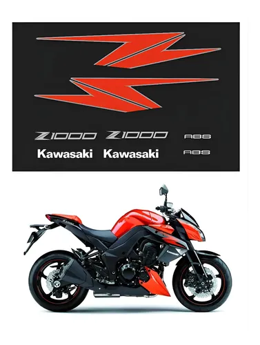 Kit Completo Adesivo Kawasaki Z1000 2012 Laranja Z1001 Mh